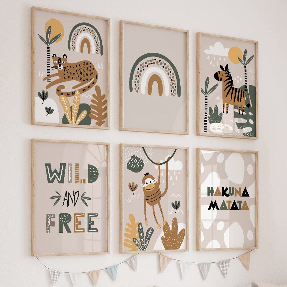 Baby Nursery Jungle Animals - Leopard Zebra Monkey Jungle Animal Nursery