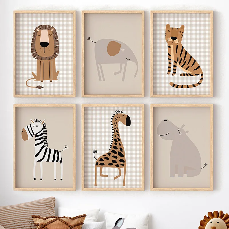 Baby Nursery Jungle Animals - (No frame)Lion Tiger Elephant Giraffe Jungle