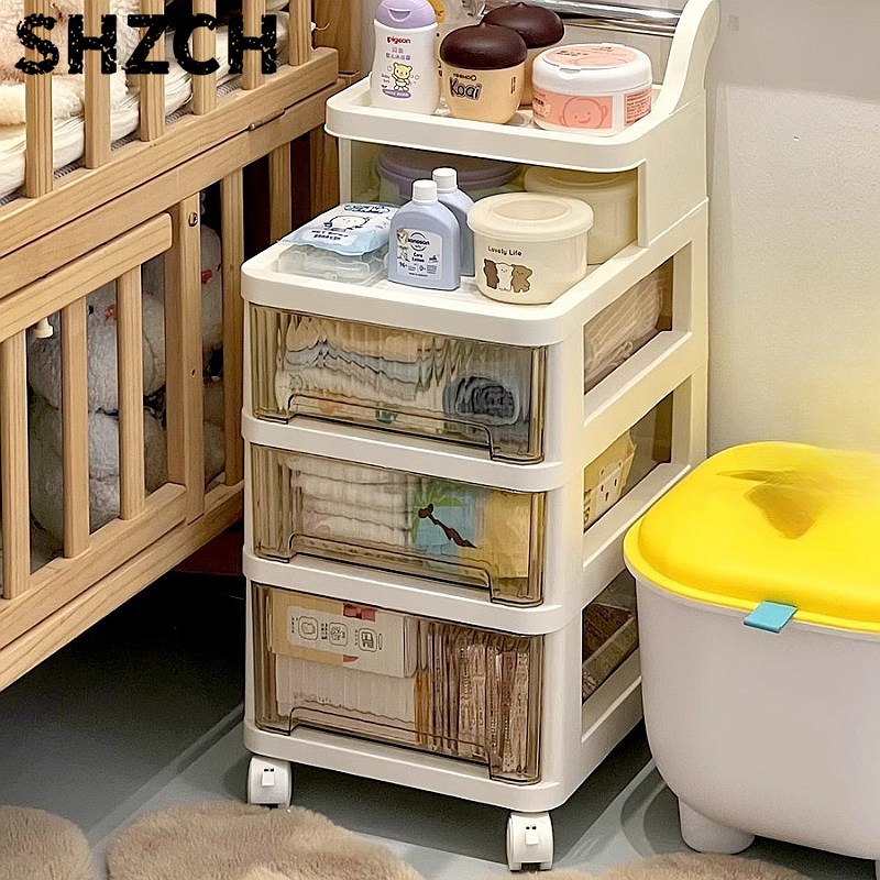 Baby Nursery Drawers - 3-Tier Rolling Storage Cart Nursery Mobile