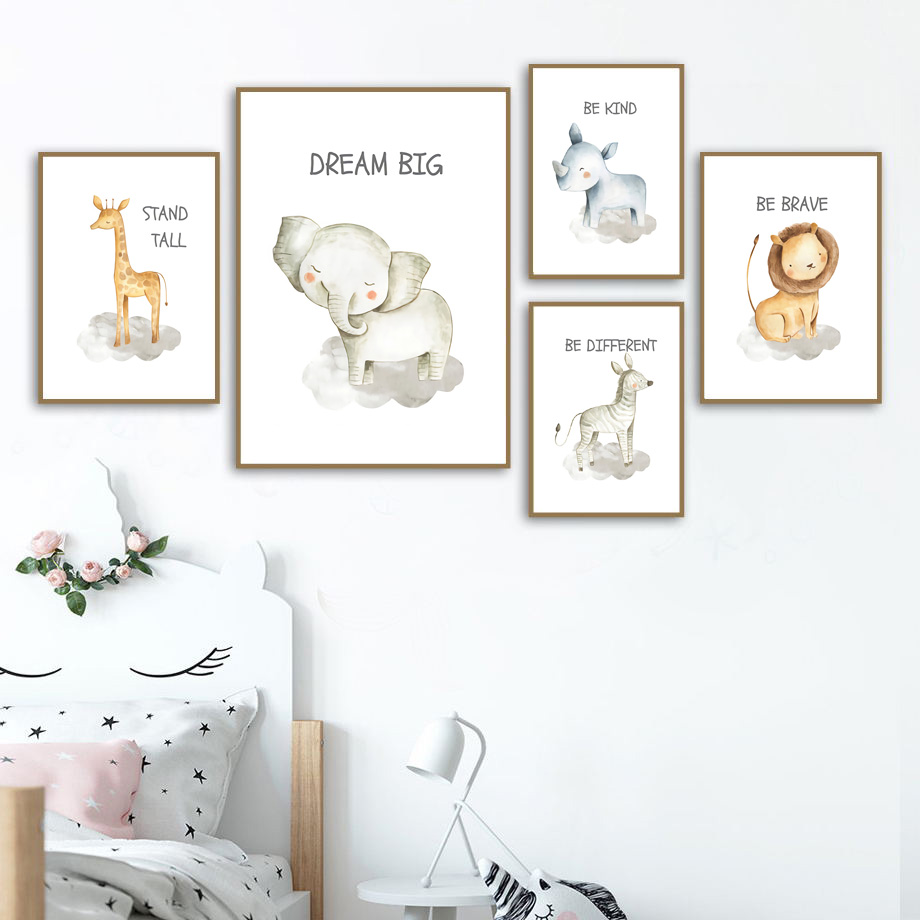 Baby Nursery Giraffe - Nursery Wall Art Canvas Painting Lion
