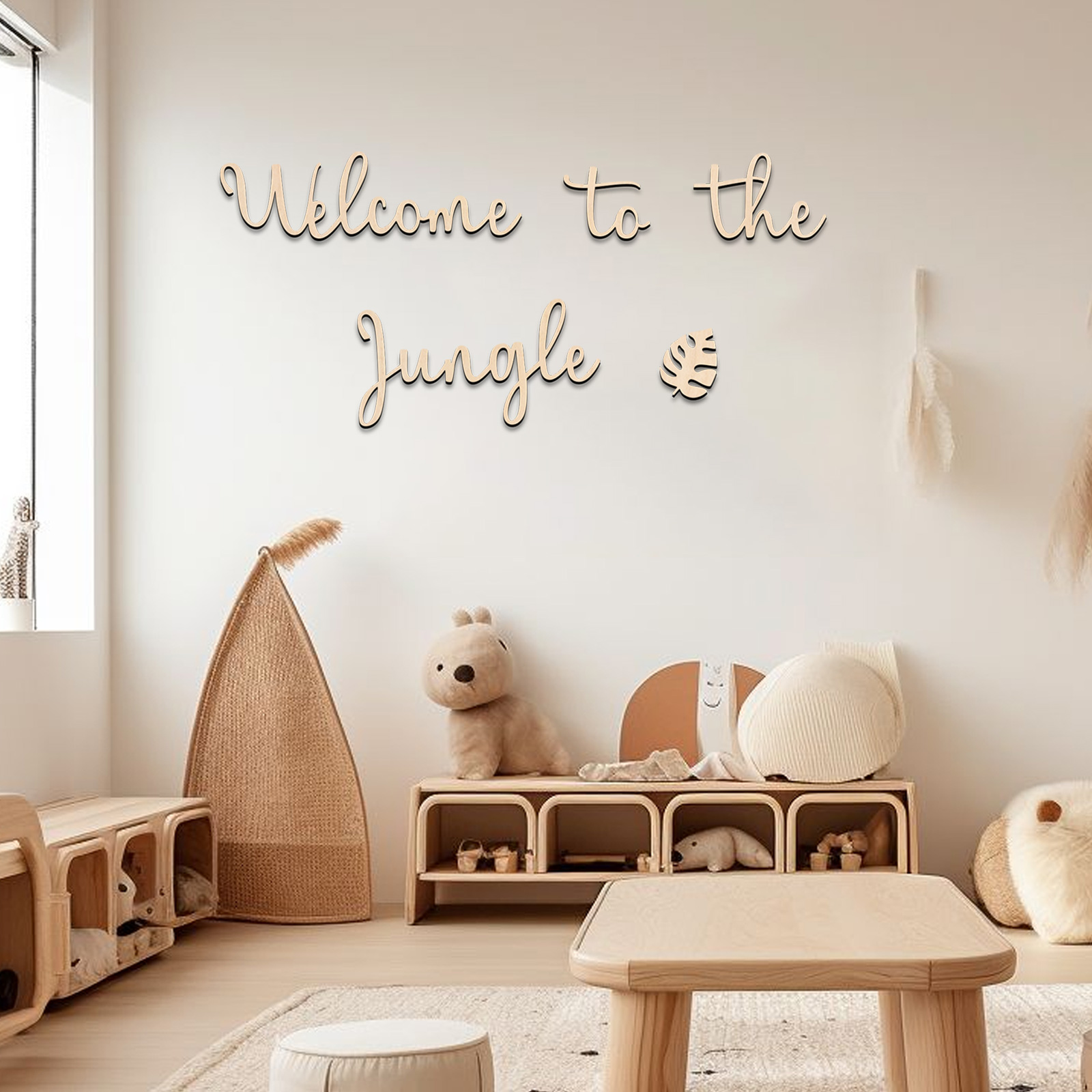 Baby Nursery Jungle Animals - Welcome to the Jungle Wooden Sign