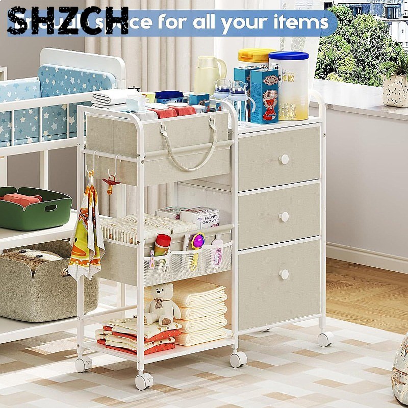 Baby Nursery Drawers - Large Capacity Baby Diaper Organizer Cart