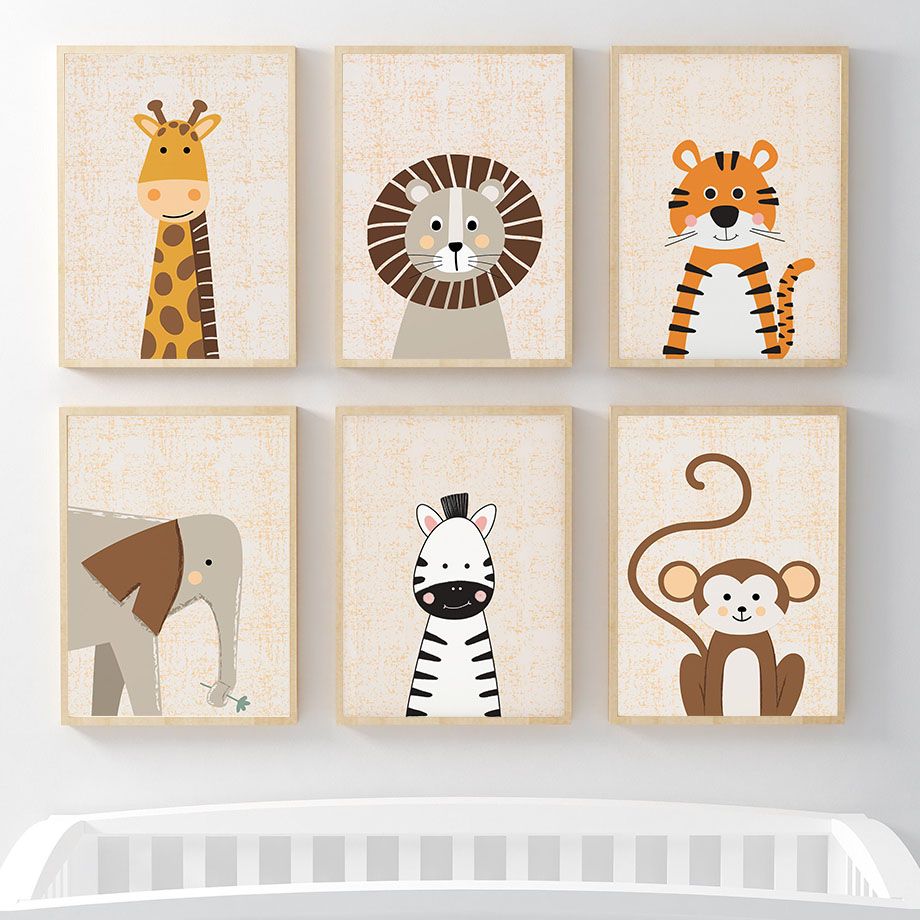 Baby Nursery Giraffe - Lion Giraffe Elephant Zebra Monkey Nursery