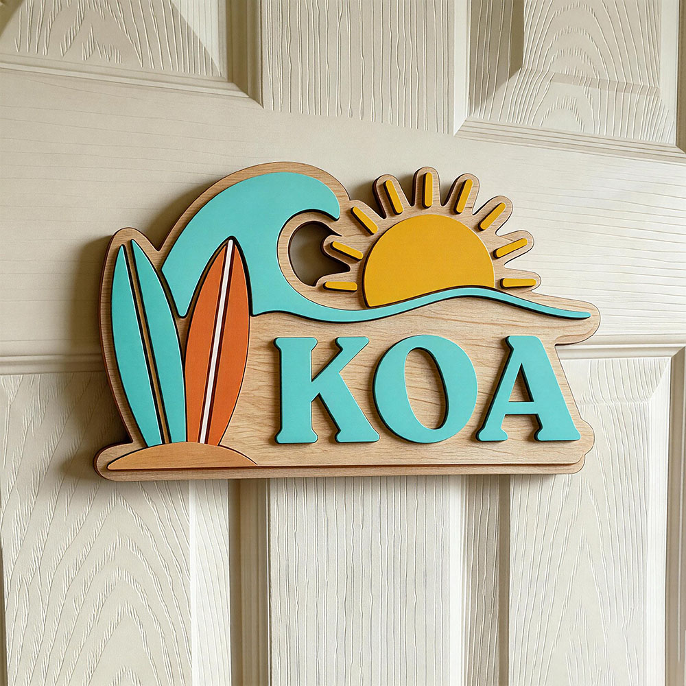 Baby Nursery Usa - Custom Beach Wave Surfboard Sun Name
