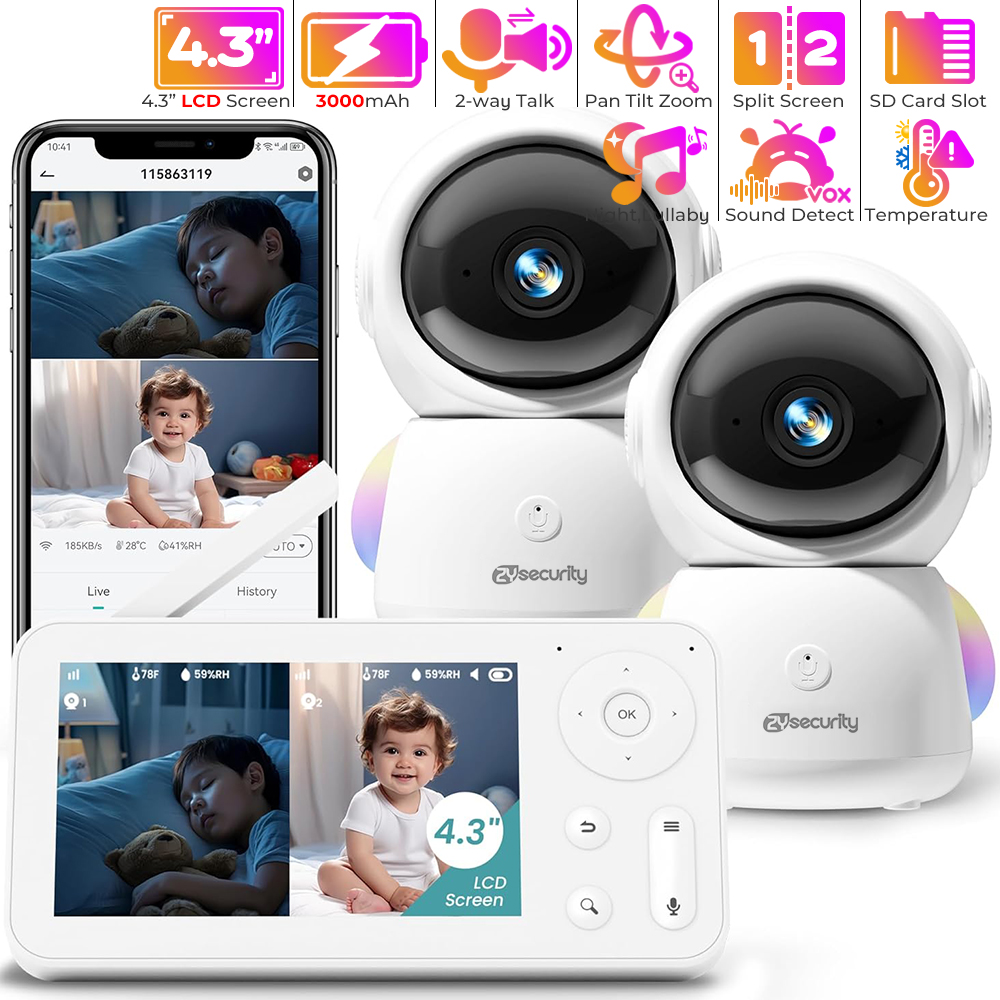 Wearable Baby Monitor - 2K Baby Monitor with 2 Cameras