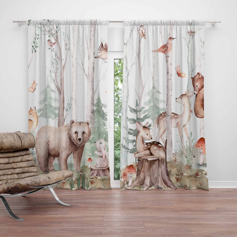 Baby Nursery Curtains - Forest Animals Curtains Kids Nursery Curtains