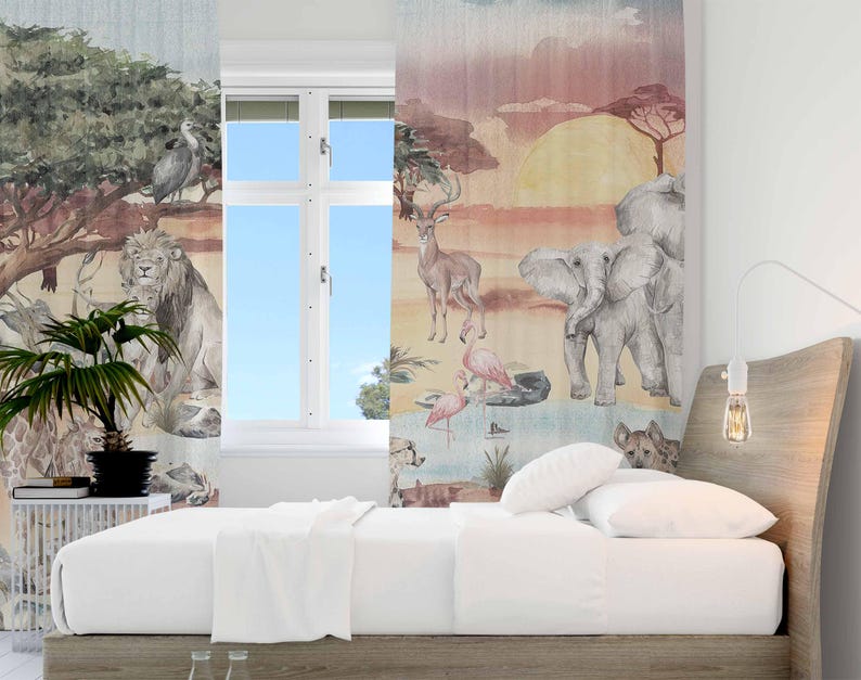 Safari Animals Curtain Kids Be - Baby Nursery Curtains 评论和价格