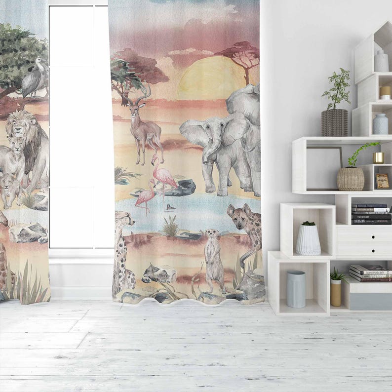 Safari Animals Curtain Kids Be - Baby Nursery Curtains 评论和价格