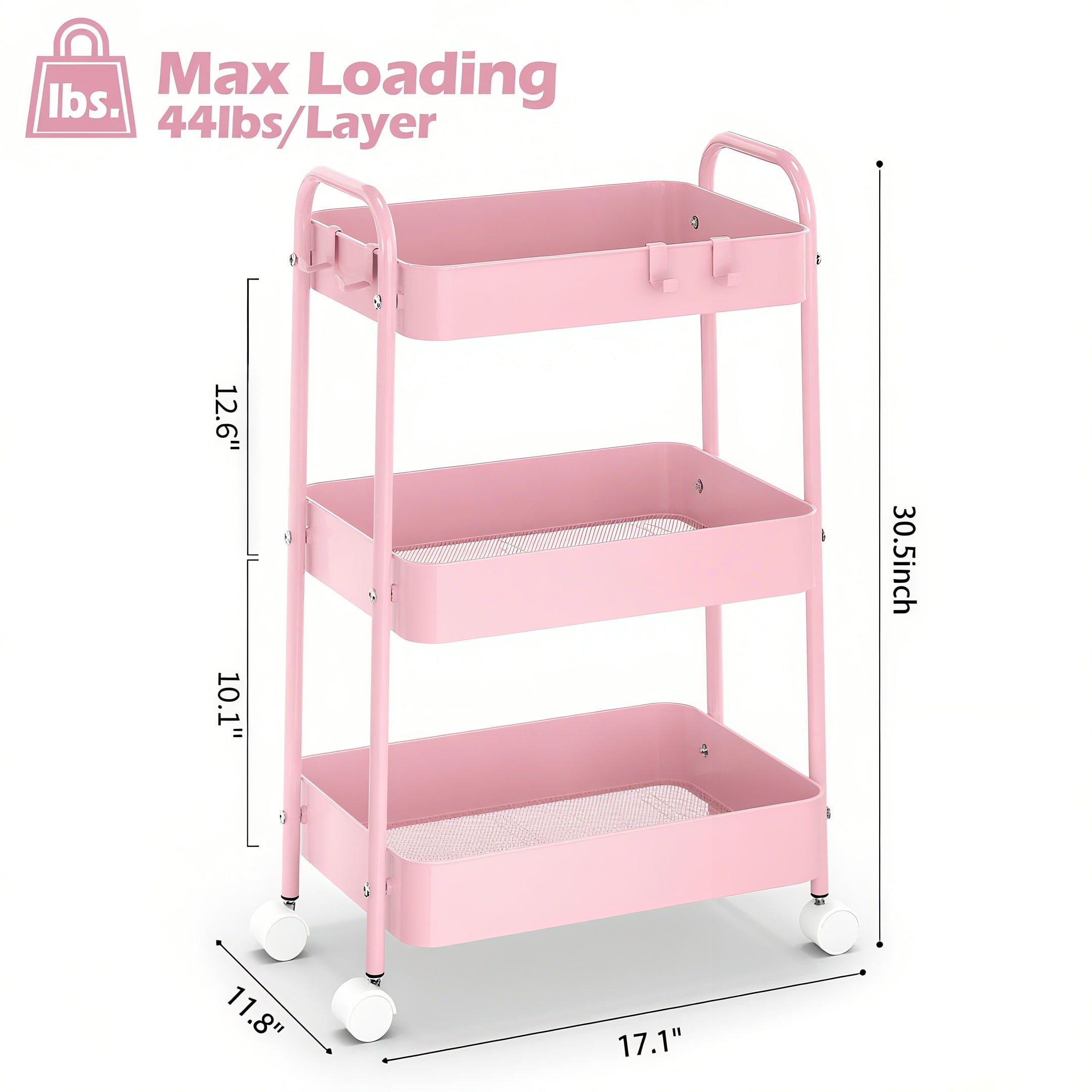 3 Tier Metal Rolling Cart With - Baby Nursery Essentials 评论和价格