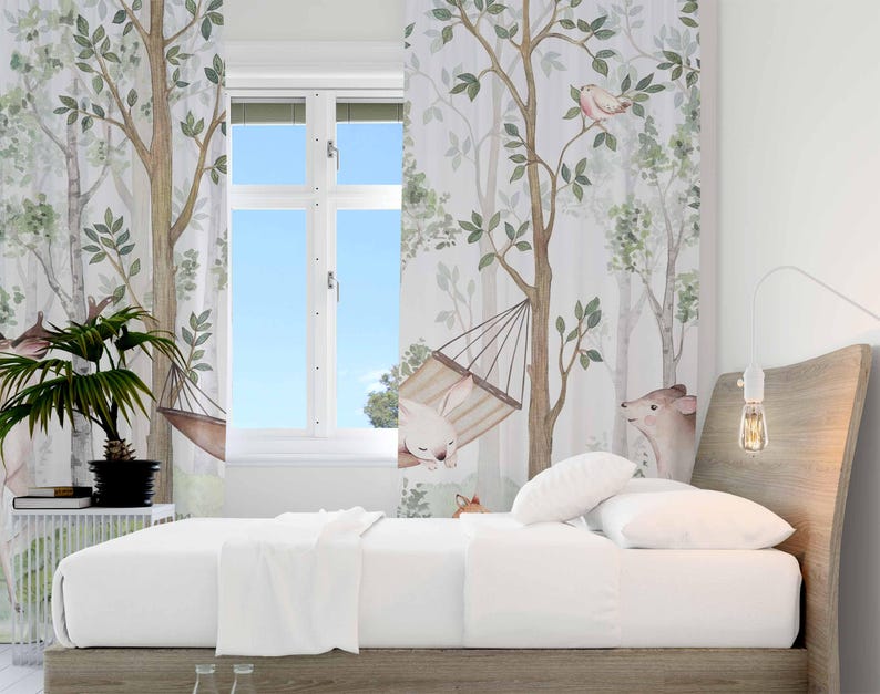 Woodland Animals Curtains Kids - Baby Nursery Curtains 评论和价格