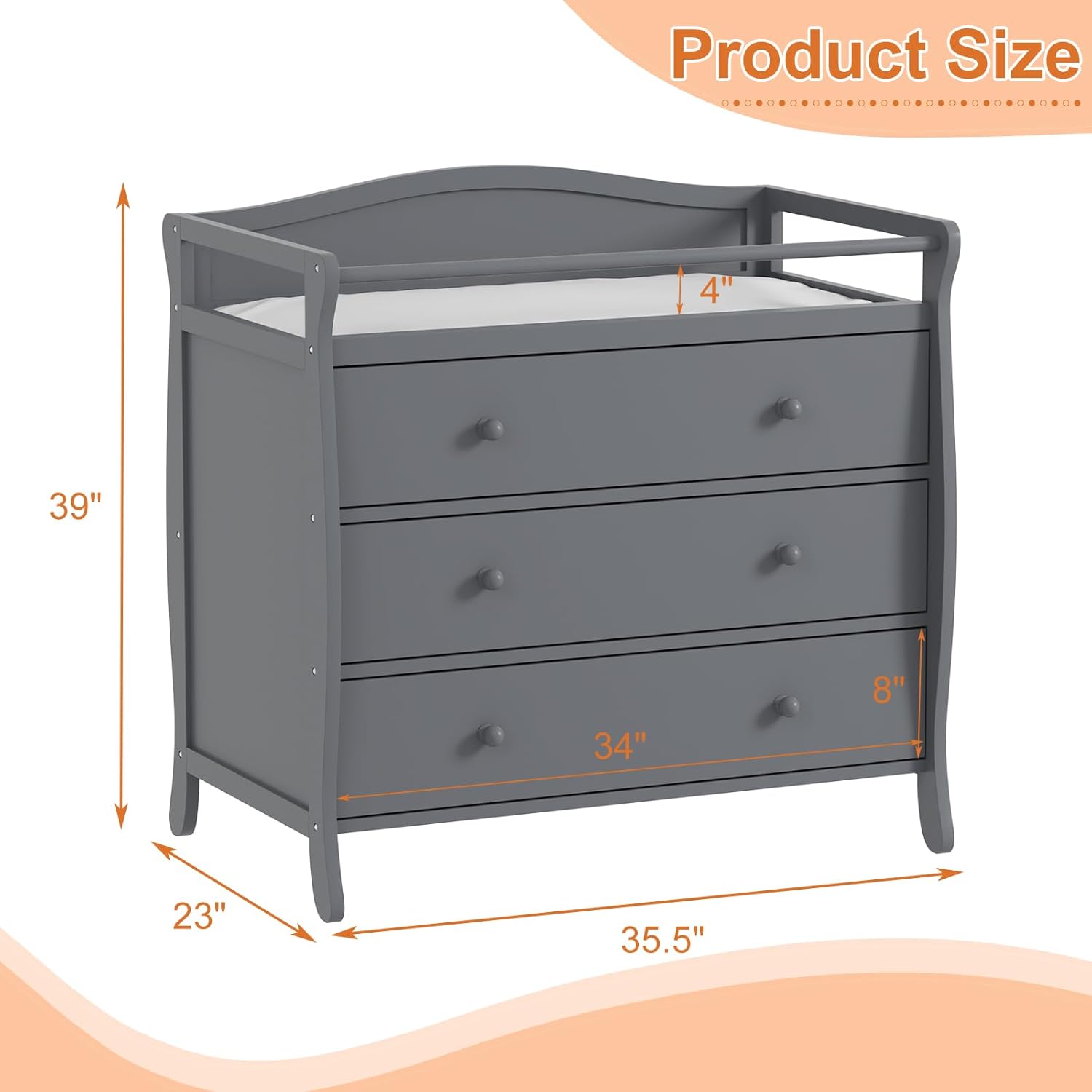3 Drawers Baby Changing Table  - Baby Nursery Drawers 评论和价格