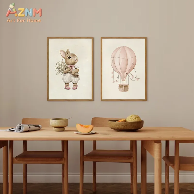 AZNM Boho Bunny Hot Air Balloo - Baby Nursery Vintage Decor 评论和价格