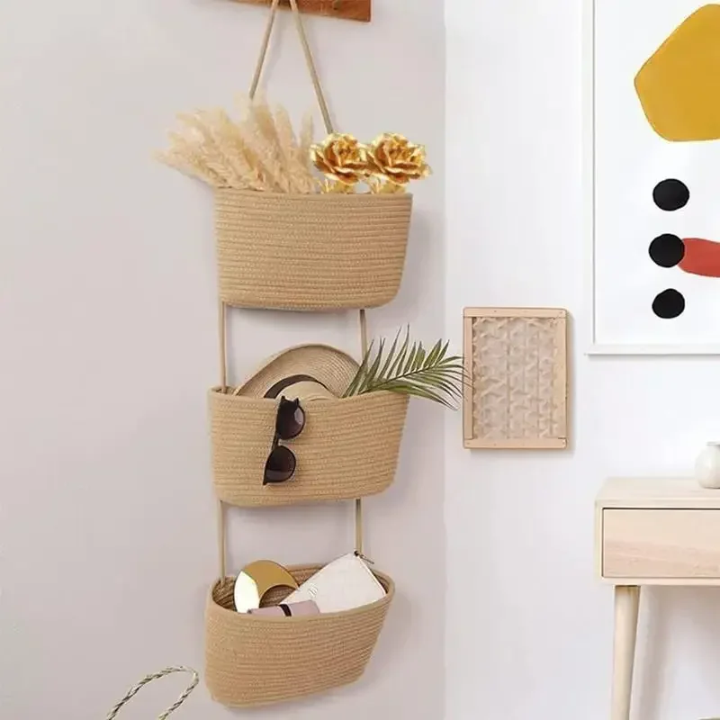 3-Tier Woven Cotton Hanging St - Baby Nursery Hooks 评论和价格