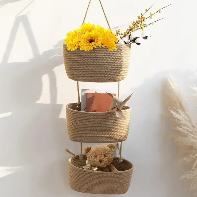3-Tier Woven Cotton Hanging St - Baby Nursery Hooks 评论和价格