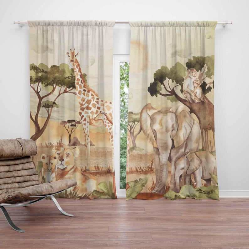 Mom and Baby Curtains Safari A - Baby Nursery Curtains 评论和价格