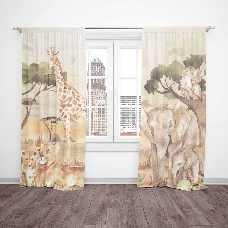 Mom and Baby Curtains Safari A - Baby Nursery Curtains 评论和价格