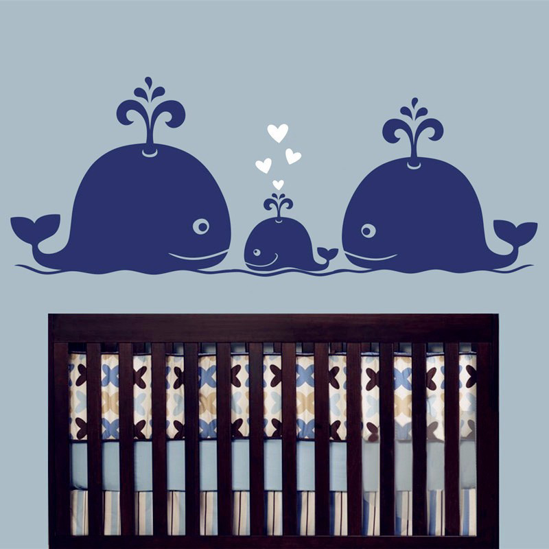 New Cute Whale Hearts Family W - Baby Nursery Vintage Decor 评论和价格