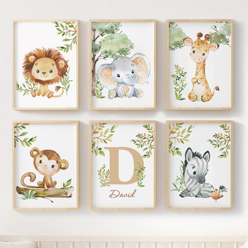 Lion Elephant Giraffe Monkey Z - Baby Nursery Jungle Animals 评论和价格