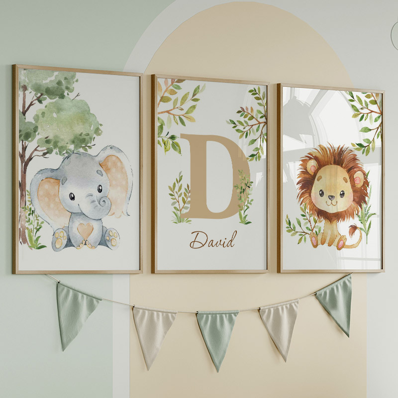 Lion Elephant Giraffe Monkey Z - Baby Nursery Jungle Animals 评论和价格