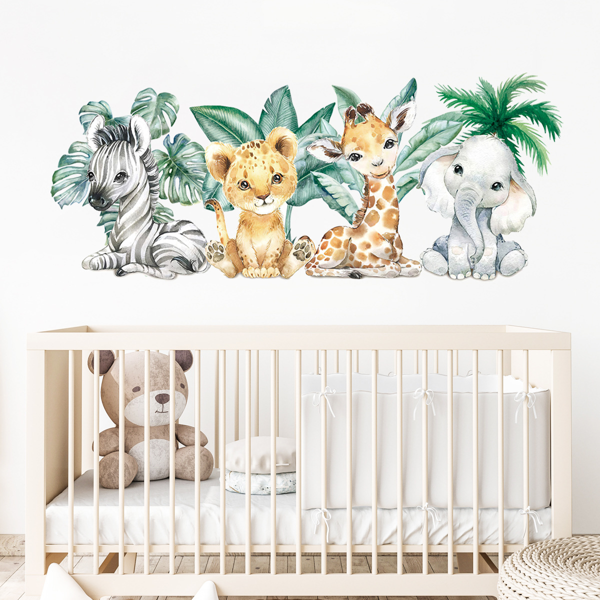 Cartoon Cute Jungle Animals Wa - Baby Nursery Jungle Animals 评论和价格