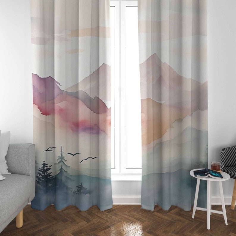 Mountain Forest Nursery Curtai - Baby Nursery Curtains 评论和价格