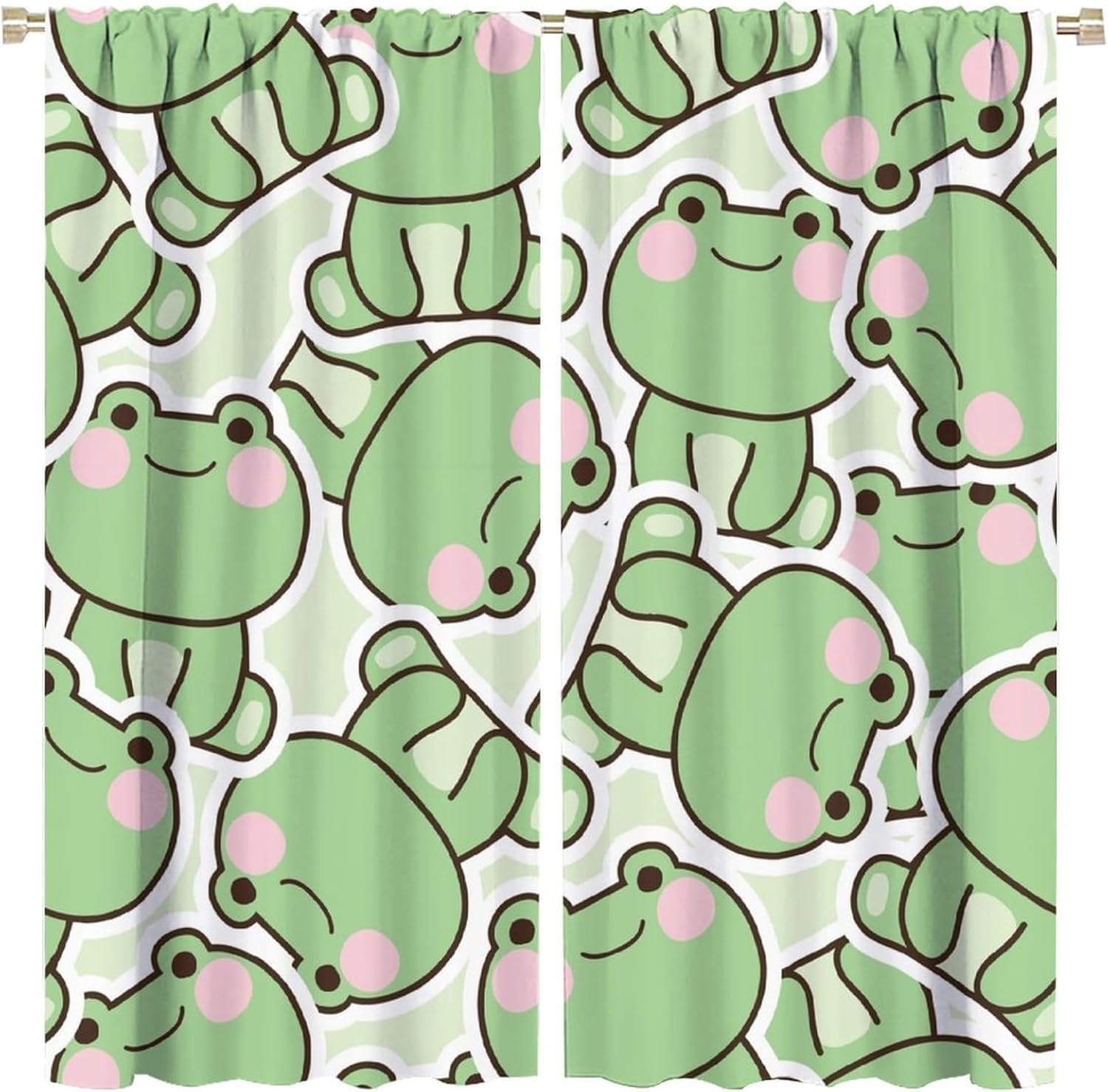 Cute Green Frog Pattern Curtai - Baby Nursery Curtains 评论和价格