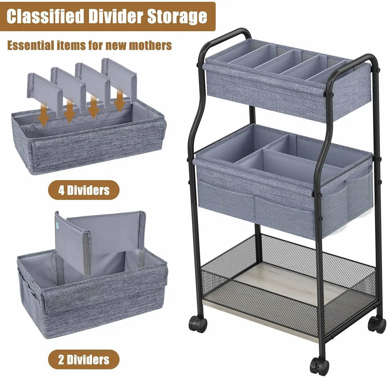 3 Tier Baby Diaper Caddy Organ - Baby Nursery Utility Cart 评论和价格