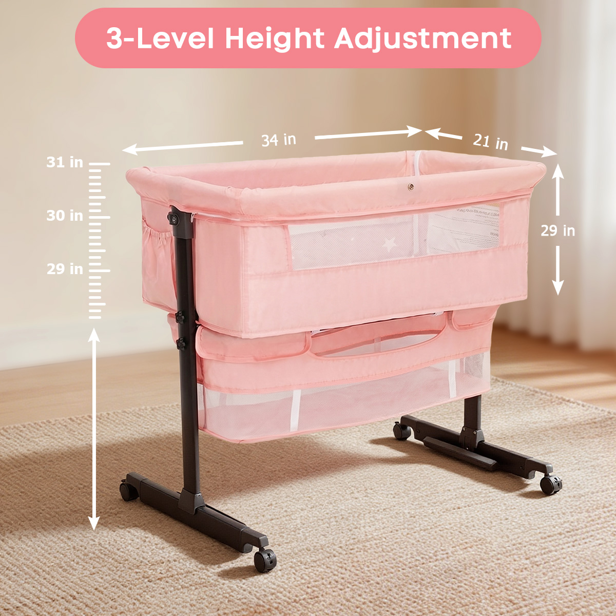 Kmaier Pink Portable Newborn B - Bassinet Bedside Sleeper 评论和价格
