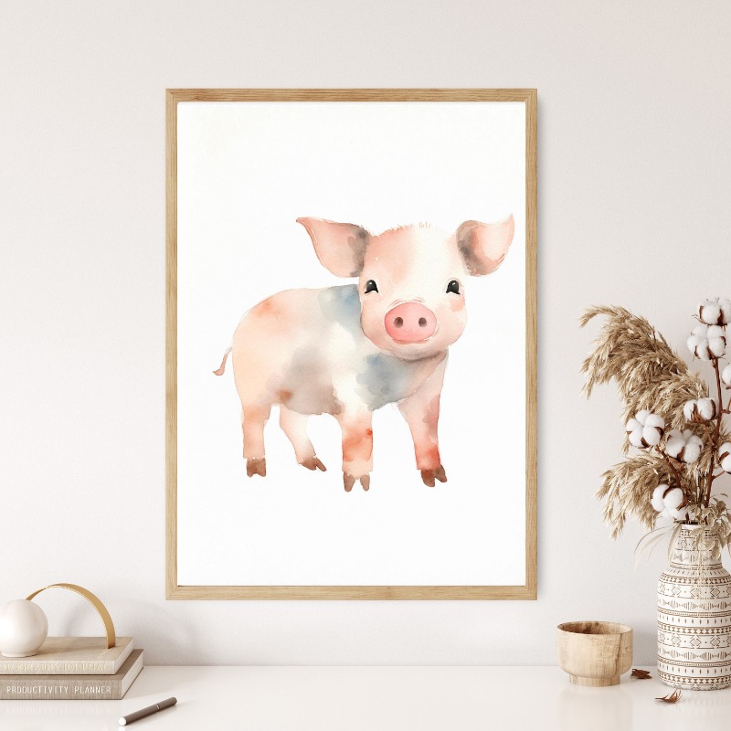 Watercolor Farm Animals Baby H - Baby Nursery Images 评论和价格