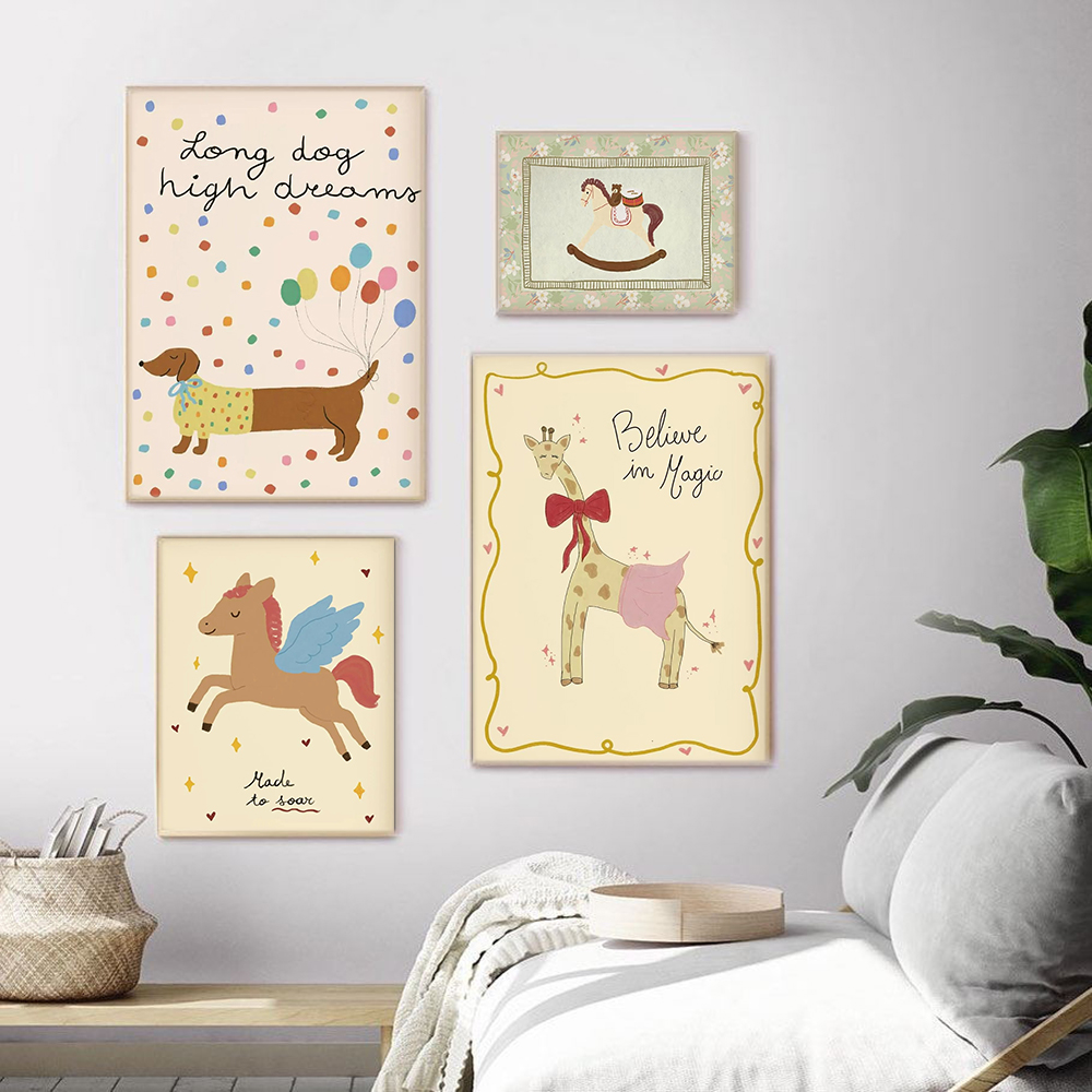 Vintage Rocking Horse Giraffe  - Baby Nursery Vintage Decor 评论和价格