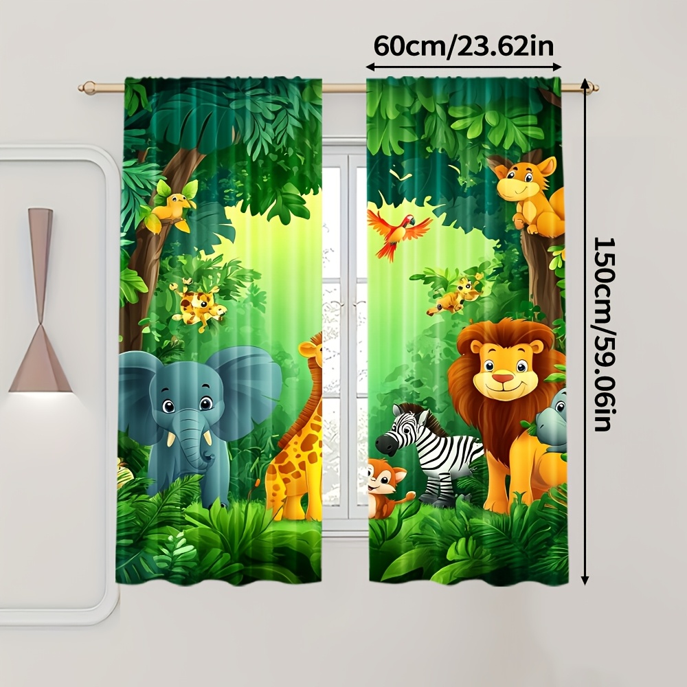 2pcs Cartoon Animal Curtains J - Baby Nursery Curtains 评论和价格
