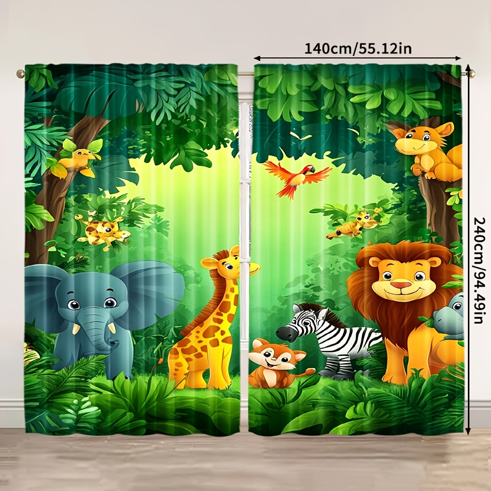 2pcs Cartoon Animal Curtains J - Baby Nursery Curtains 评论和价格