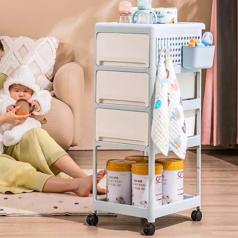 Cream Mobile Storage Cart,Mult - Baby Nursery Drawers 评论和价格