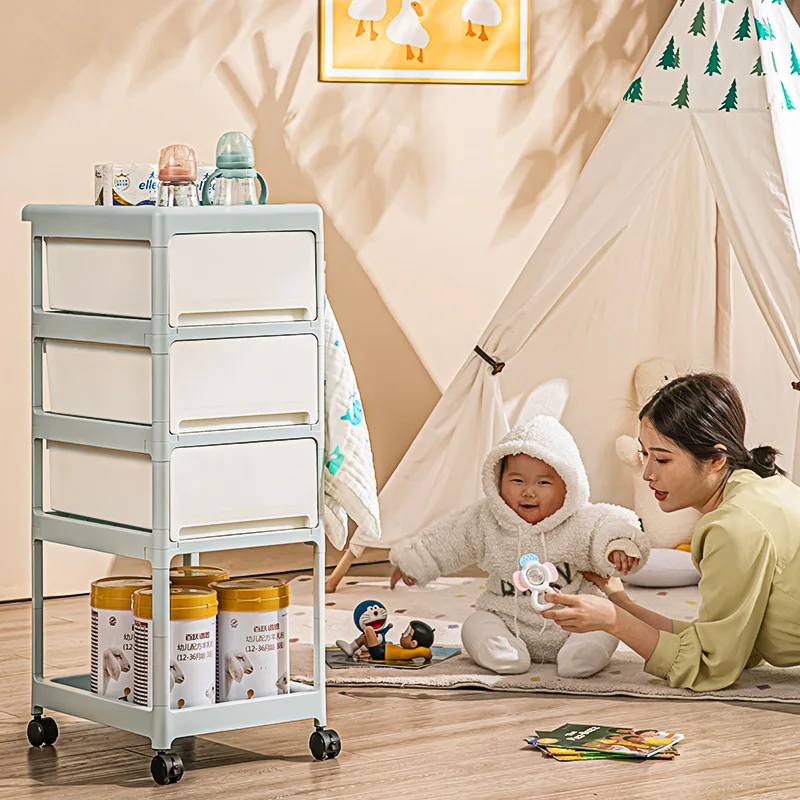 Cream Mobile Storage Cart,Mult - Baby Nursery Drawers 评论和价格
