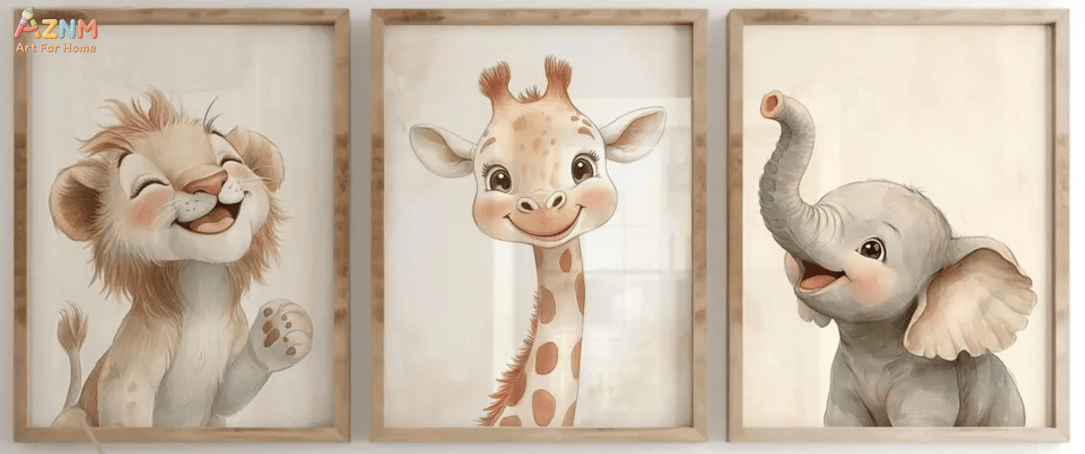 [2D Flat]1/3Pcs Canvas Poster( - Baby Nursery Giraffe 评论和价格