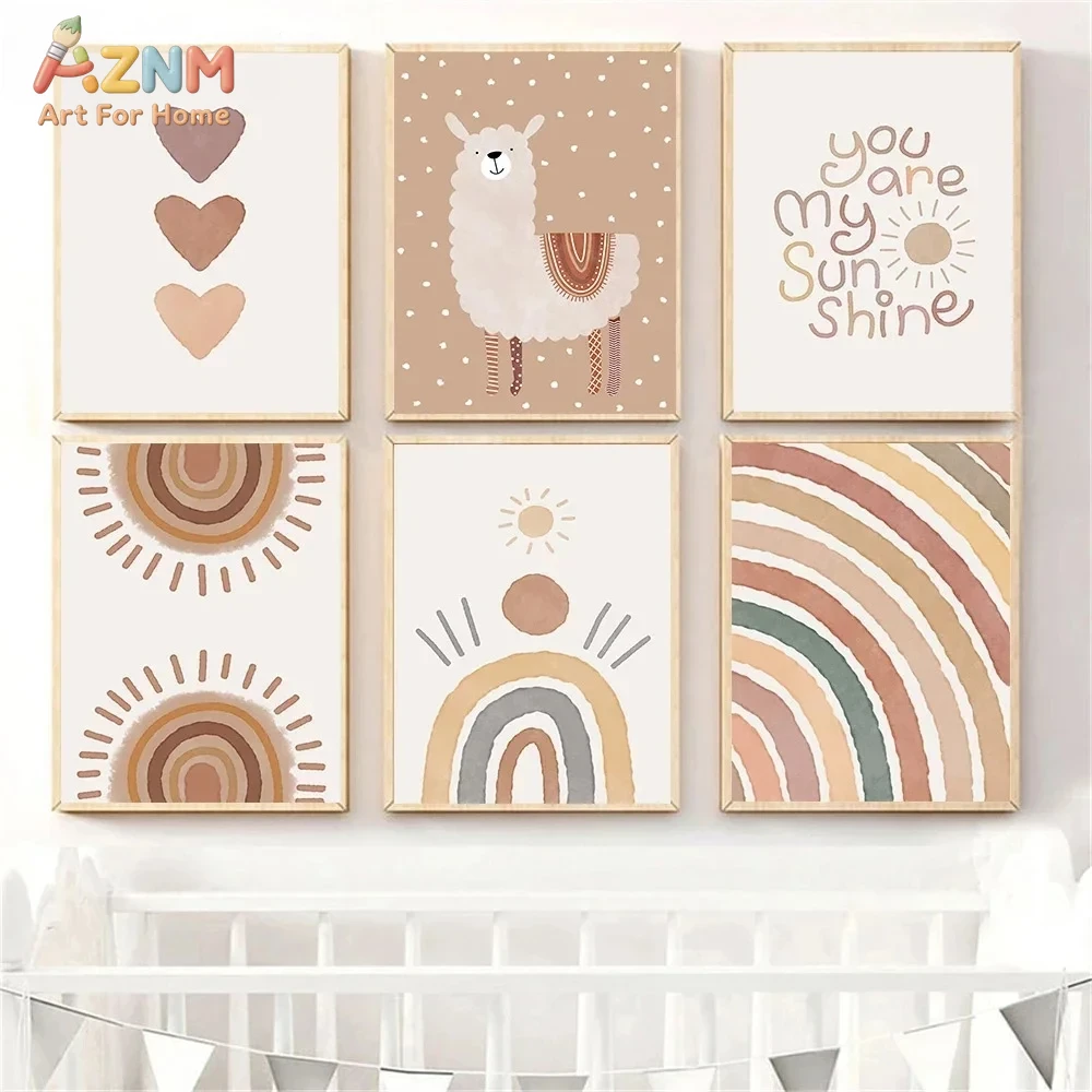 AZNM Boho Nursery Unframed Can - Baby Nursery You Are My Sunshine 评论和价格
