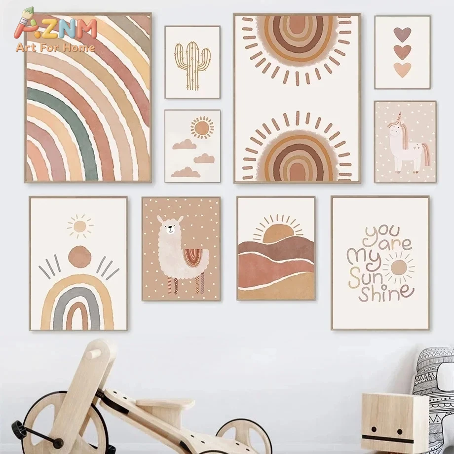AZNM Boho Nursery Unframed Can - Baby Nursery You Are My Sunshine 评论和价格