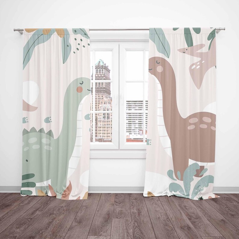 Dinosaur Nursery Curtains Dino - Baby Nursery Curtains 评论和价格