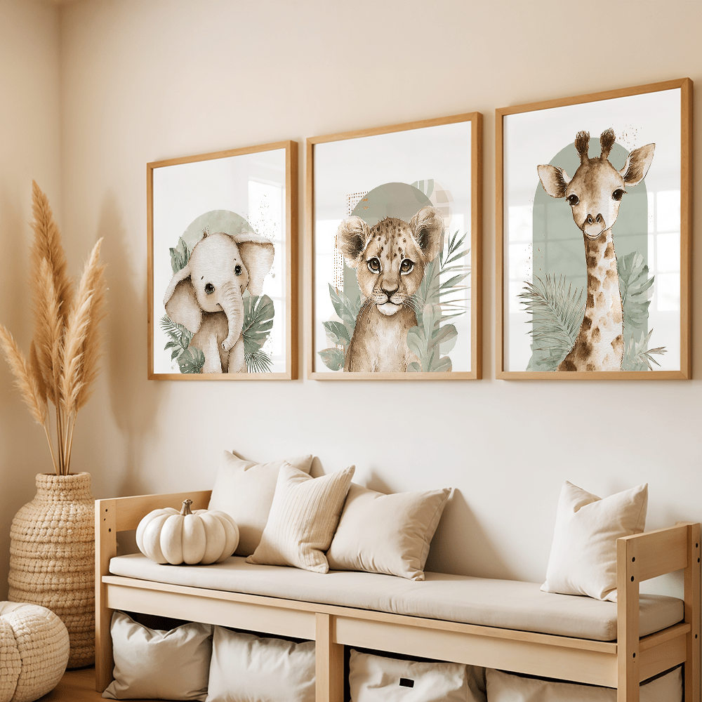 3pcs/set Retro Elephant Lion a - Baby Nursery Giraffe 评论和价格