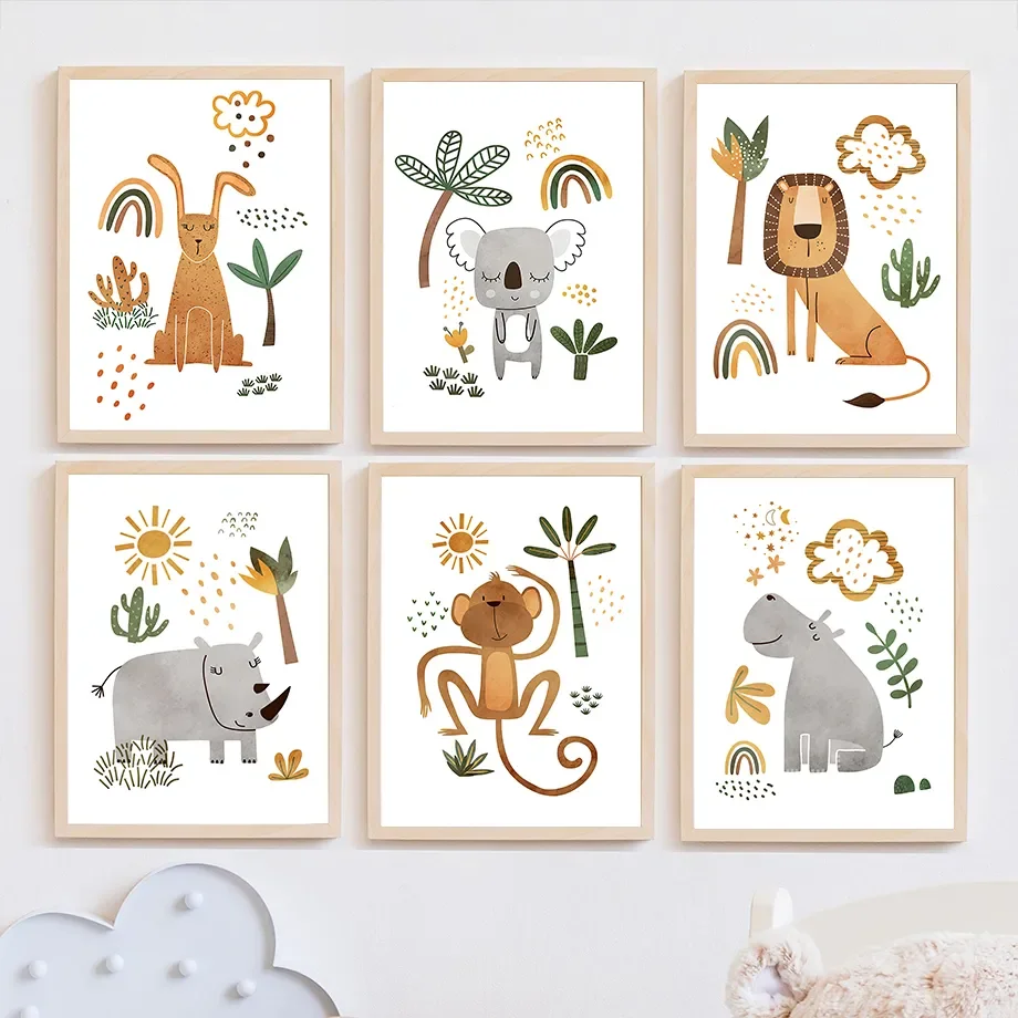 Jungle Animal Lion Elephant Gi - Baby Nursery Jungle Animals 评论和价格