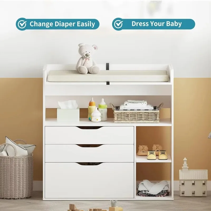 Contemporary minimalist MDF wh - Baby Nursery Drawers 评论和价格
