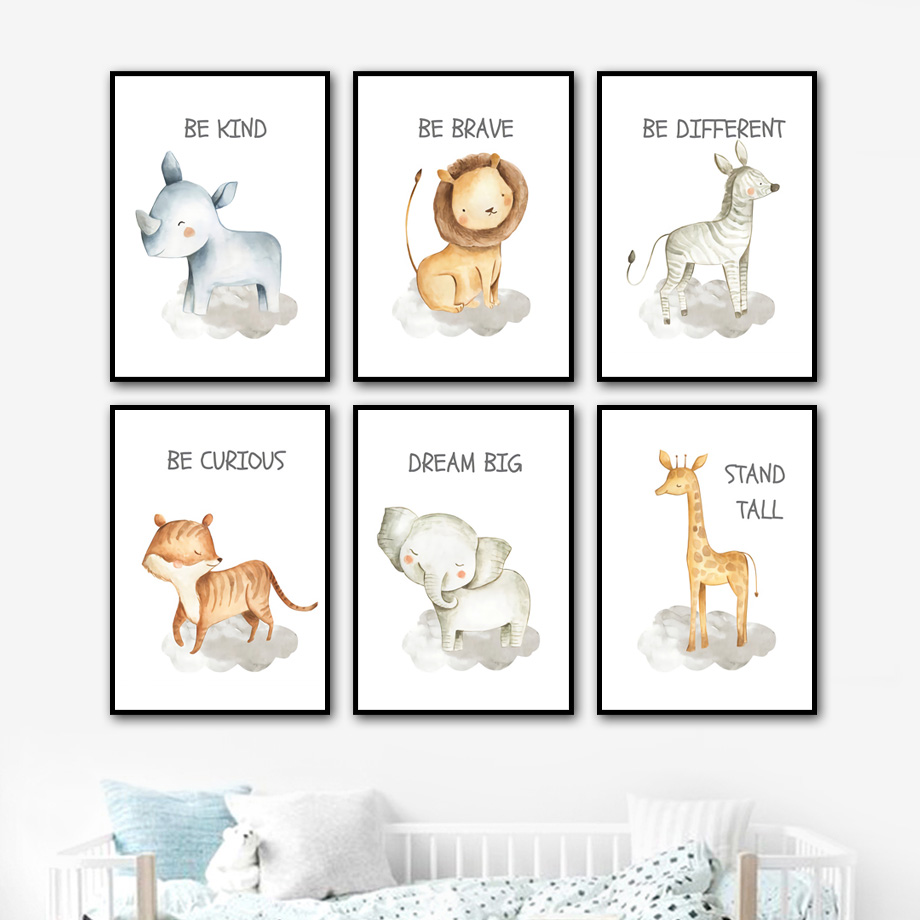 Nursery Wall Art Canvas Painti - Baby Nursery Giraffe 评论和价格