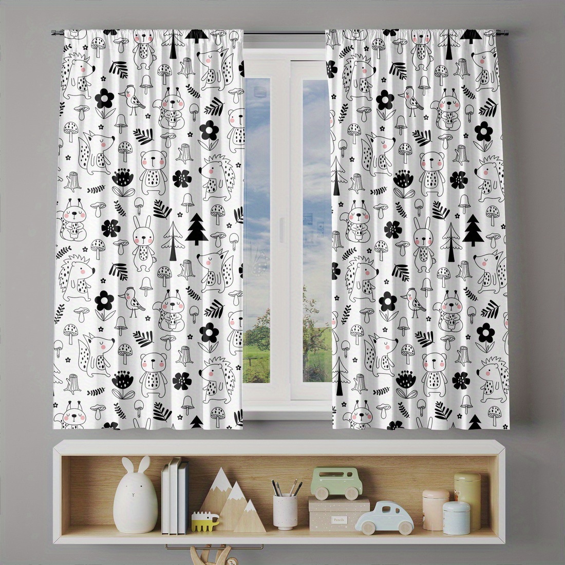 Cute Woodland Forest Nursery C - Baby Nursery Curtains 评论和价格