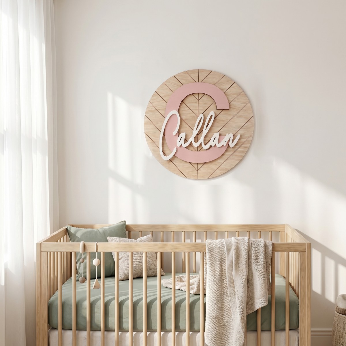 1Pc Custom Round Geometric Woo - Baby Nursery Office 评论和价格