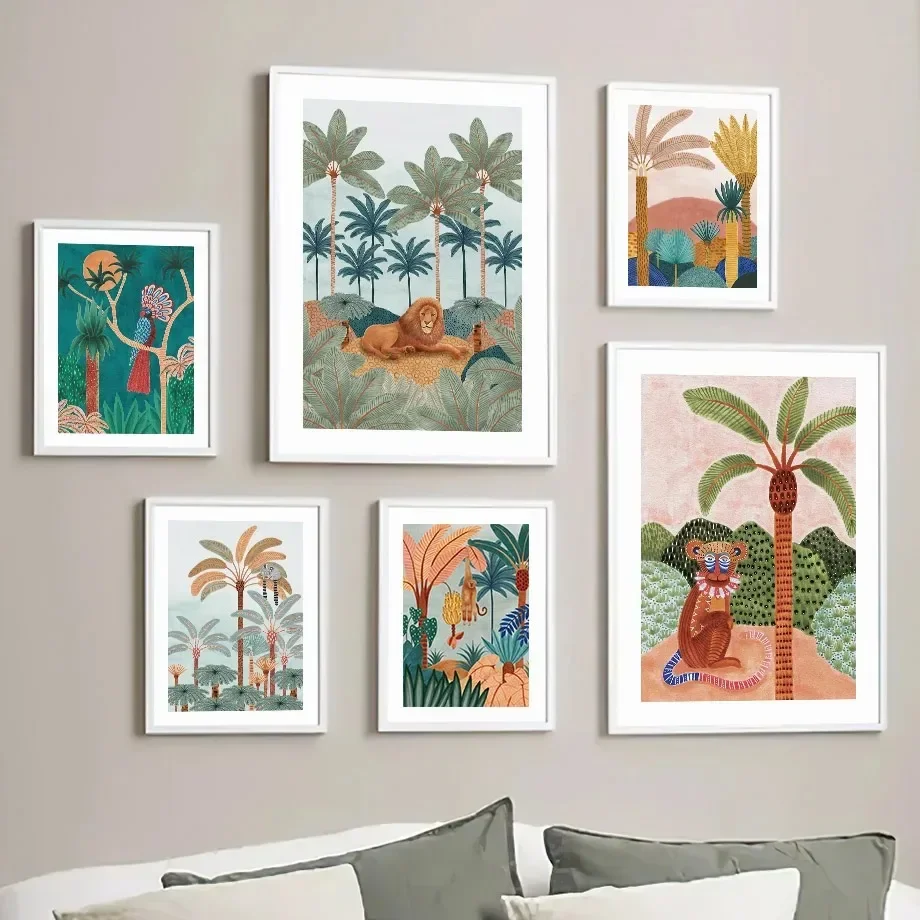 Boho Jungle Animals Tiger Monk - Baby Nursery Jungle Animals 评论和价格