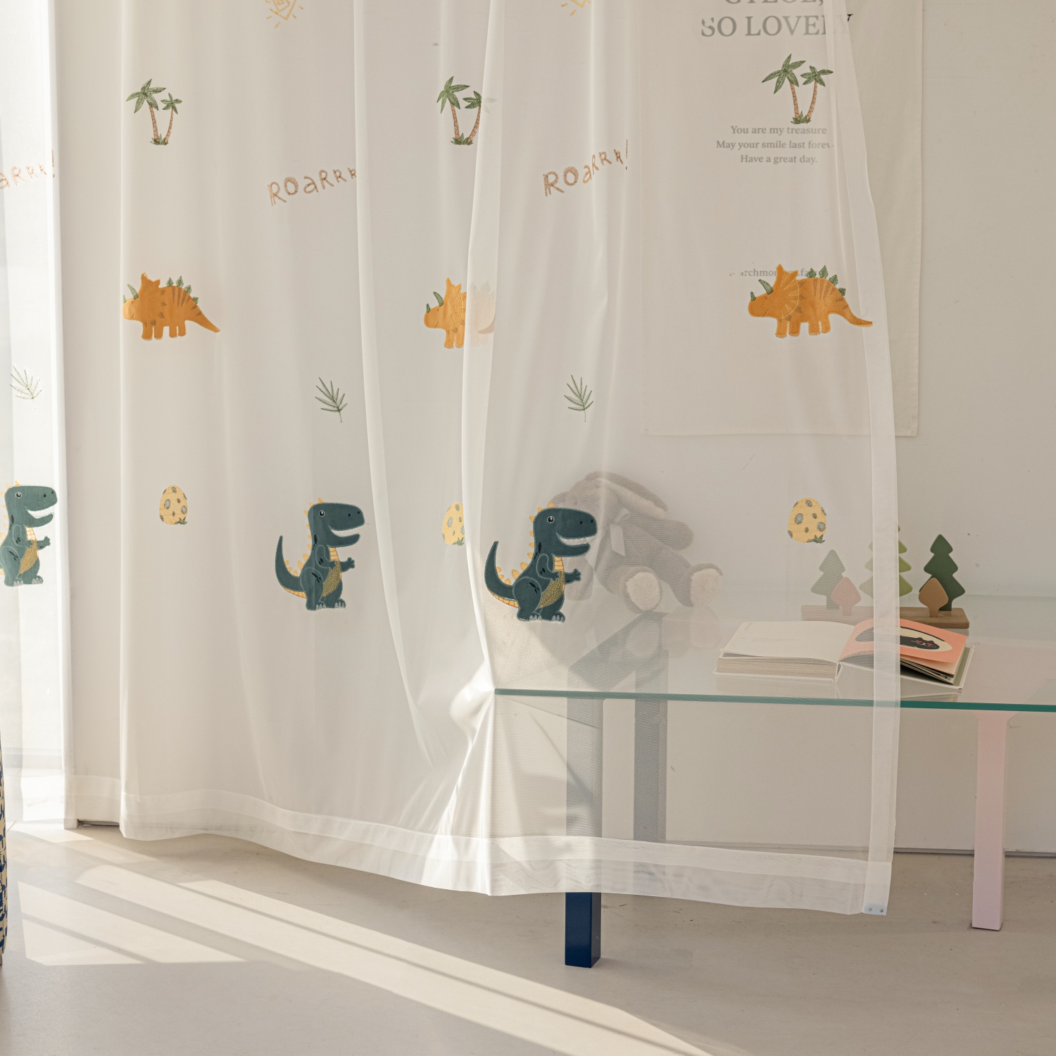 Blue Cartoon Dinosaur Kids Bla - Baby Nursery Curtains 评论和价格