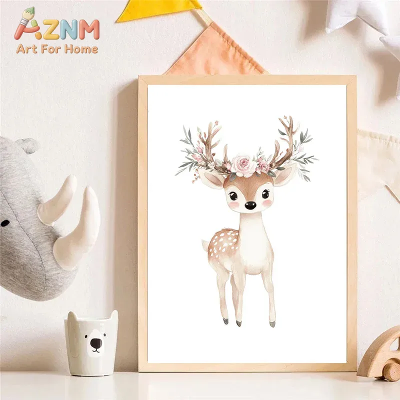 AZNM Watercolor Cute Animal Ca - Baby Nursery Giraffe 评论和价格