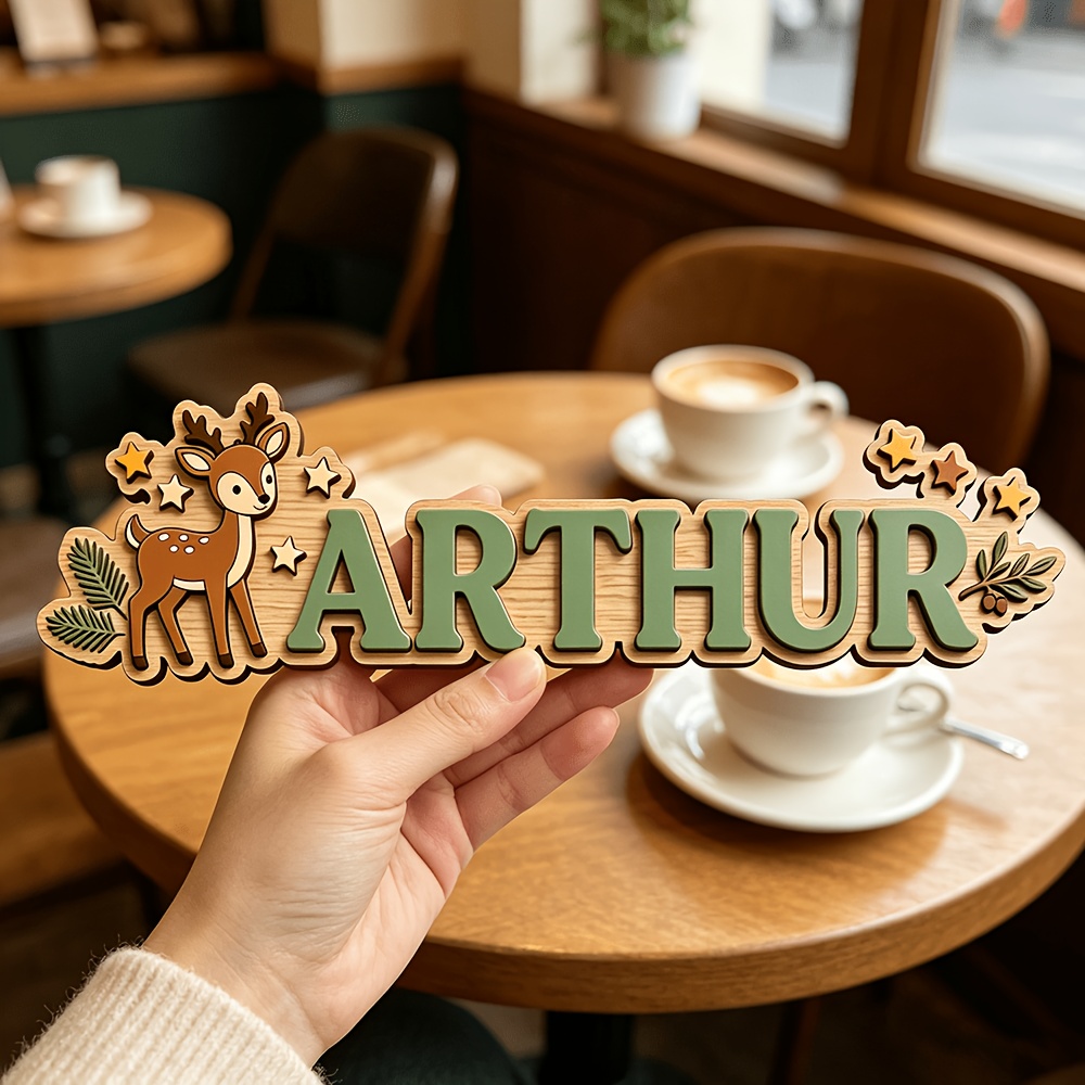 Custom Deer & Star Wooden Name - Baby Nursery Usa 评论和价格