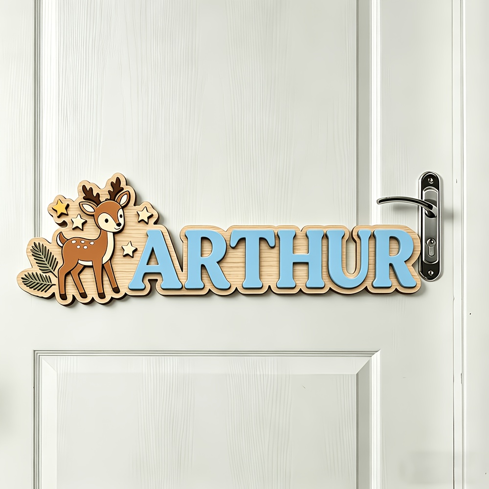 Custom Deer & Star Wooden Name - Baby Nursery Usa 评论和价格