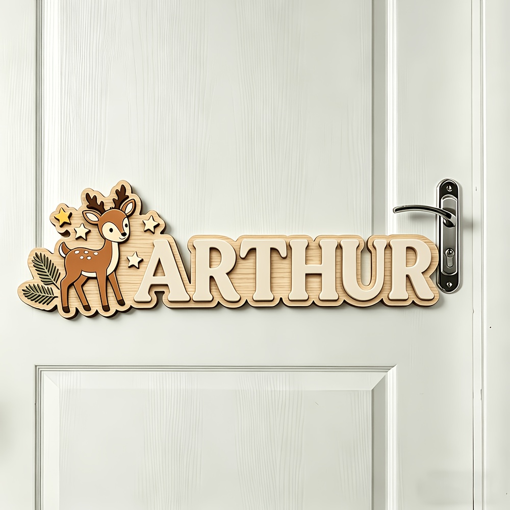 Custom Deer & Star Wooden Name - Baby Nursery Usa 评论和价格